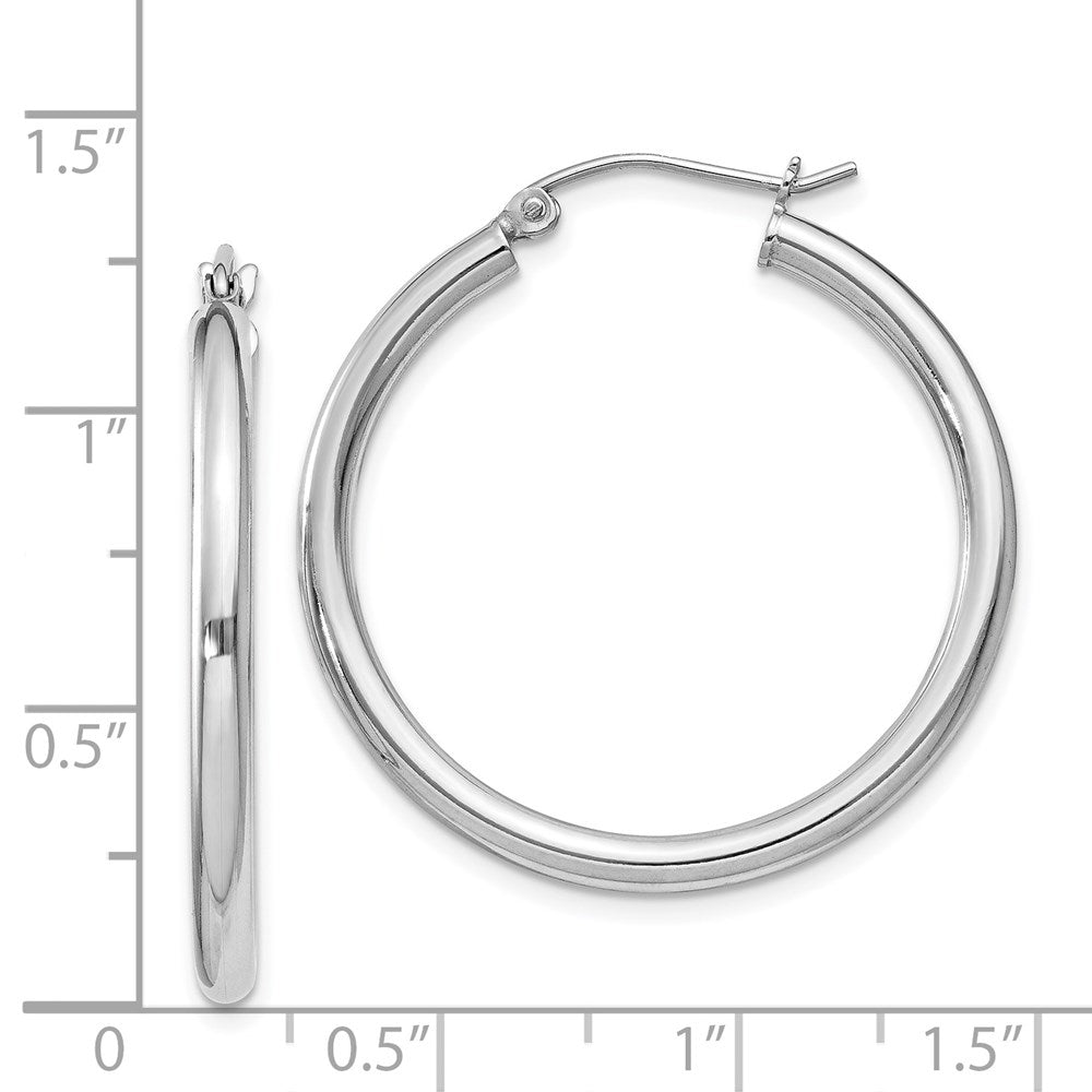 QE4386 Sterling Silver Rhodium-plated 2.5mm Round Hoop Earrings