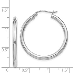 QE4386 Sterling Silver Rhodium-plated 2.5mm Round Hoop Earrings