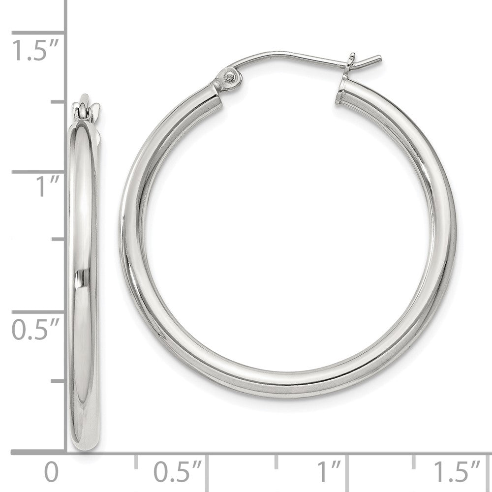 QE4386SP Sterling Silver 2.5mm Round Hoop Earrings
