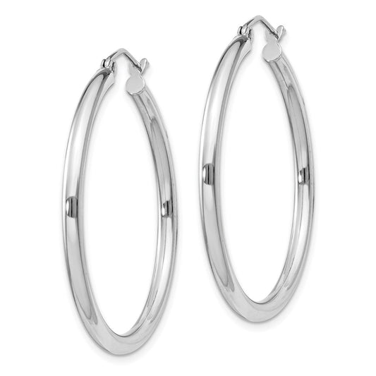 QE4387 Sterling Silver Rhodium-plated 2.5mm Round Hoop Earrings