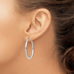 QE4387 Sterling Silver Rhodium-plated 2.5mm Round Hoop Earrings