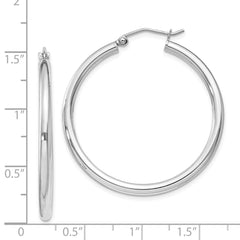 QE4387 Sterling Silver Rhodium-plated 2.5mm Round Hoop Earrings