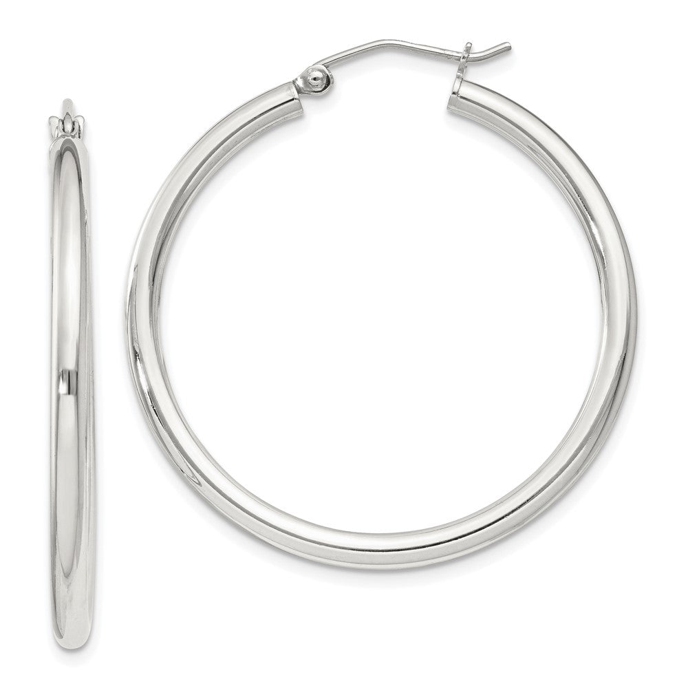 QE4387SP Sterling Silver 2.5mm Round Hoop Earrings