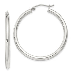 QE4387SP Sterling Silver 2.5mm Round Hoop Earrings