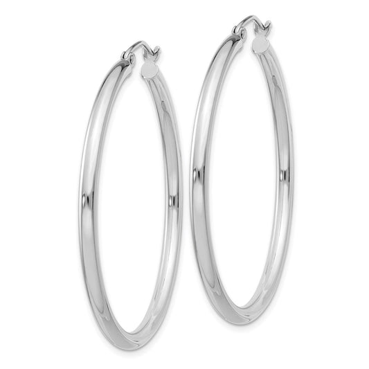 QE4388 Sterling Silver Rhodium-plated 2.5mm Round Hoop Earrings