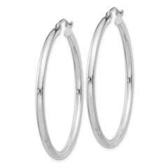 QE4388 Sterling Silver Rhodium-plated 2.5mm Round Hoop Earrings