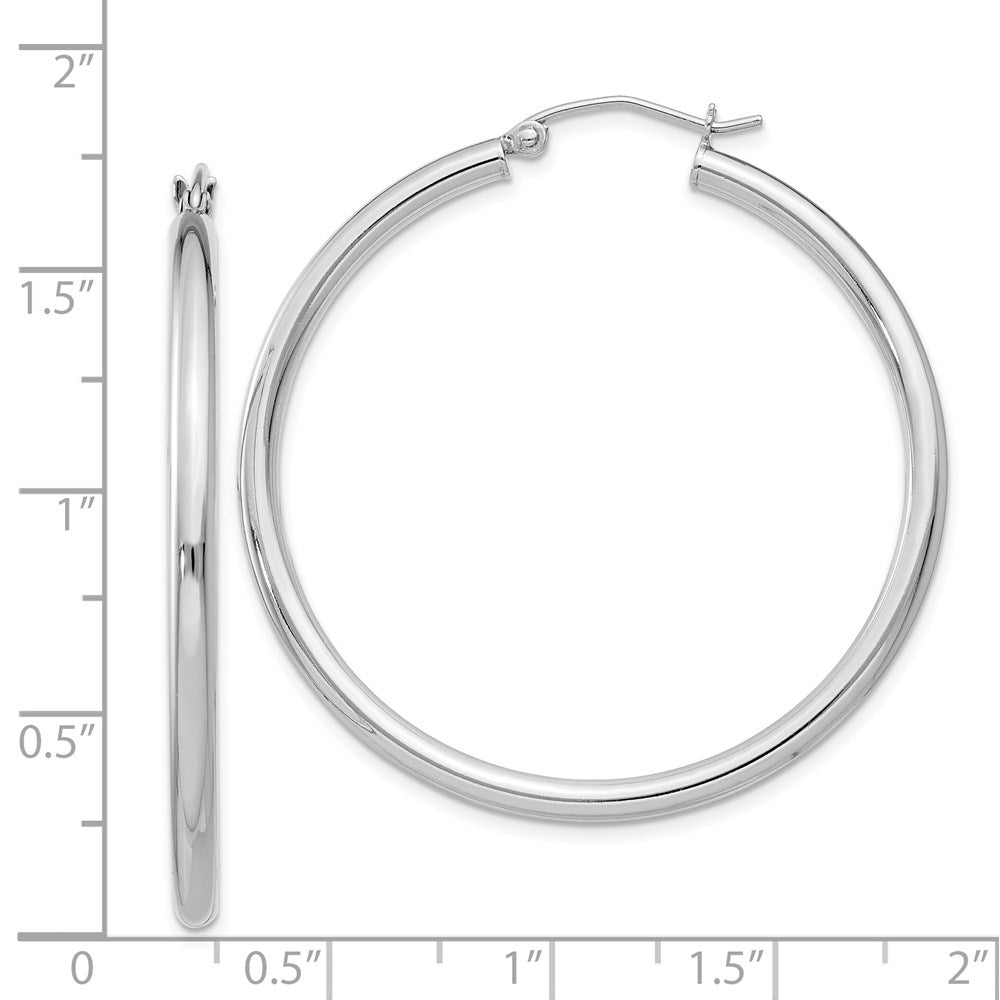 QE4388 Sterling Silver Rhodium-plated 2.5mm Round Hoop Earrings