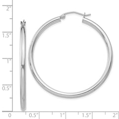 QE4388 Sterling Silver Rhodium-plated 2.5mm Round Hoop Earrings