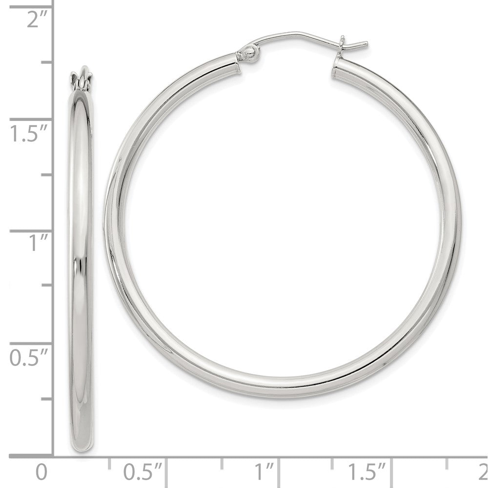 QE4388SP Sterling Silver 2.5mm Round Hoop Earrings