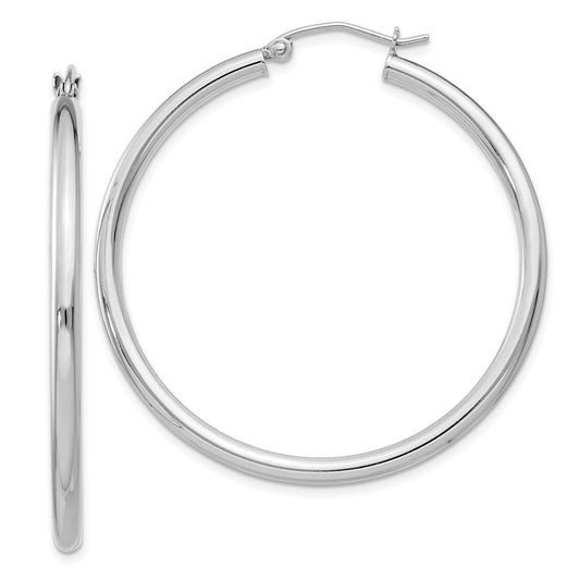 QE4388 Sterling Silver Rhodium-plated 2.5mm Round Hoop Earrings