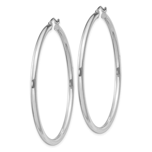 QE4390 Sterling Silver Rhodium-plated 2.5mm Round Hoop Earrings