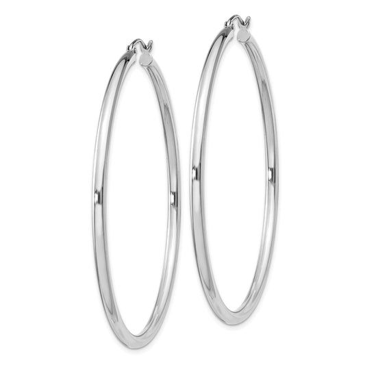 QE4391 Sterling Silver Rhodium-plated 2.5mm Round Hoop Earrings