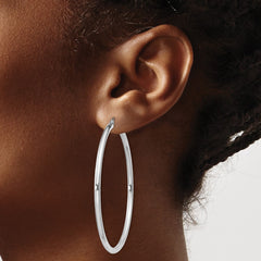 QE4391 Sterling Silver Rhodium-plated 2.5mm Round Hoop Earrings