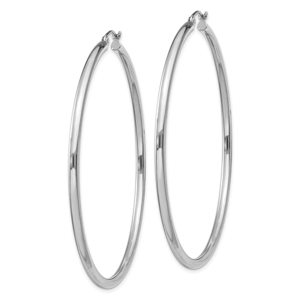 QE4392 Sterling Silver Rhodium-plated 2.5mm Round Hoop Earrings
