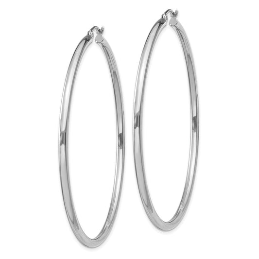 QE4392 Sterling Silver Rhodium-plated 2.5mm Round Hoop Earrings