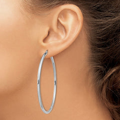 QE4392 Sterling Silver Rhodium-plated 2.5mm Round Hoop Earrings