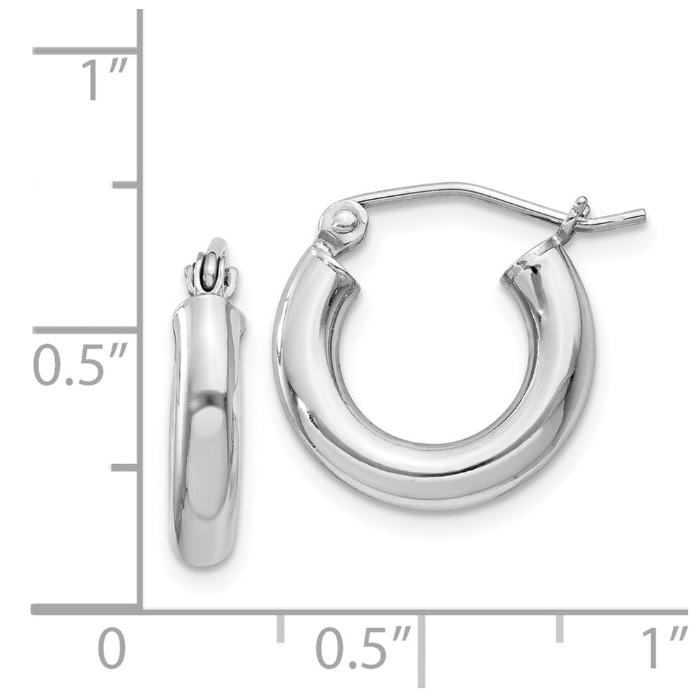 QE4396 Sterling Silver Rhodium-plated 3mm Round Hoop Earrings