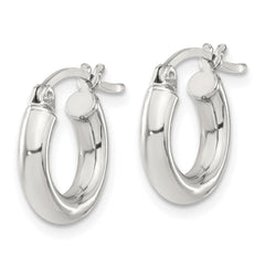 QE4396SP Sterling Silver 3mm Round Hoop Earrings