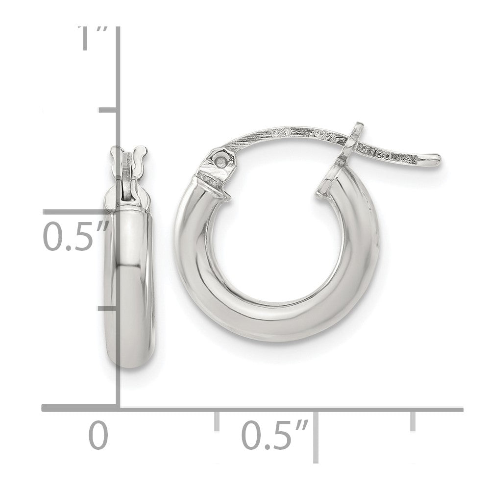 QE4396SP Sterling Silver 3mm Round Hoop Earrings
