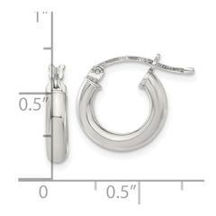 QE4396SP Sterling Silver 3mm Round Hoop Earrings