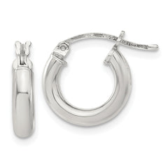 QE4396SP Sterling Silver 3mm Round Hoop Earrings