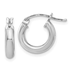 QE4396 Sterling Silver Rhodium-plated 3mm Round Hoop Earrings