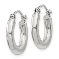 QE4397SP Sterling Silver 3mm Round Hoop Earrings