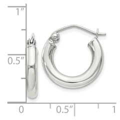 QE4397SP Sterling Silver 3mm Round Hoop Earrings