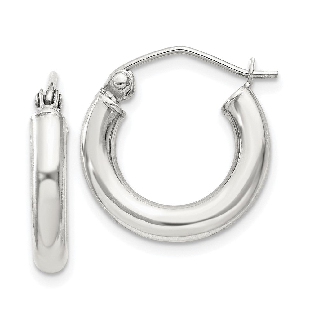 QE4397SP Sterling Silver 3mm Round Hoop Earrings