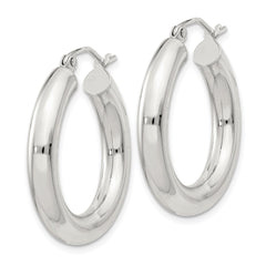 QE4402SP Sterling Silver 4mm Round Hoop Earrings