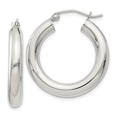 QE4402SP Sterling Silver 4mm Round Hoop Earrings