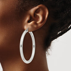 QE4403SP Sterling Silver 4mm Round Hoop Earrings