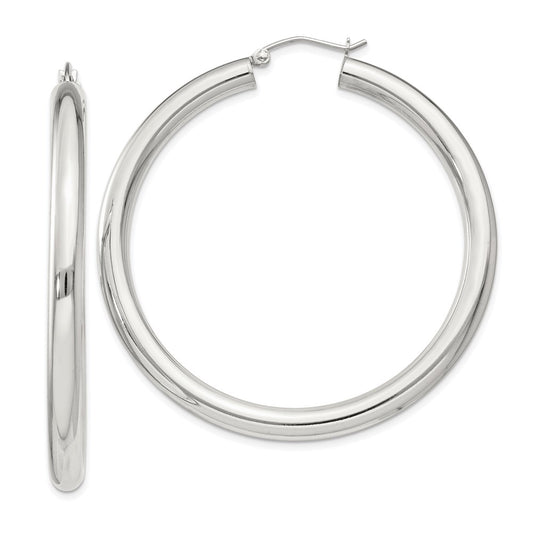 QE4403SP Sterling Silver 4mm Round Hoop Earrings
