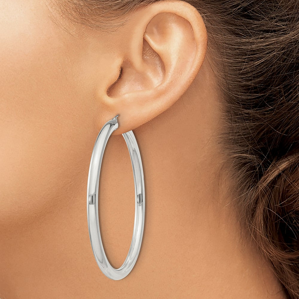 QE4404SP Sterling Silver 4mm Round Hoop Earrings