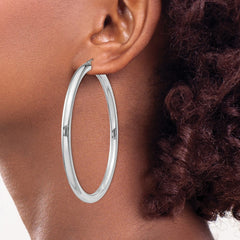 QE4405 Sterling Silver Rhodium-plated 4mm Round Hoop Earrings