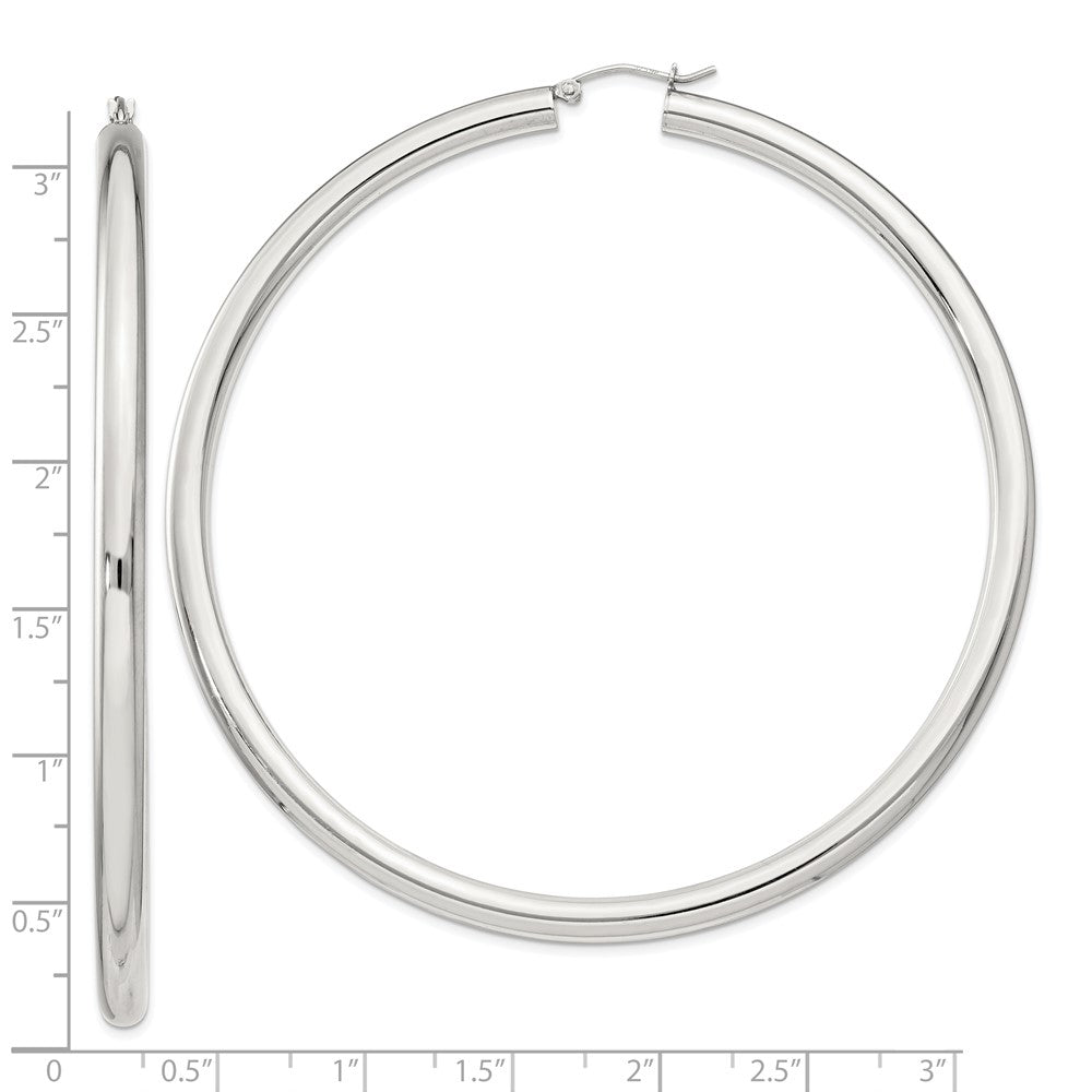 QE4407SP Sterling Silver 4mm Round Hoop Earrings