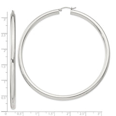 QE4407SP Sterling Silver 4mm Round Hoop Earrings