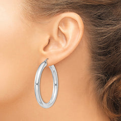 QE4409 Sterling Silver Rhodium-plated 5mm Round Hoop Earrings