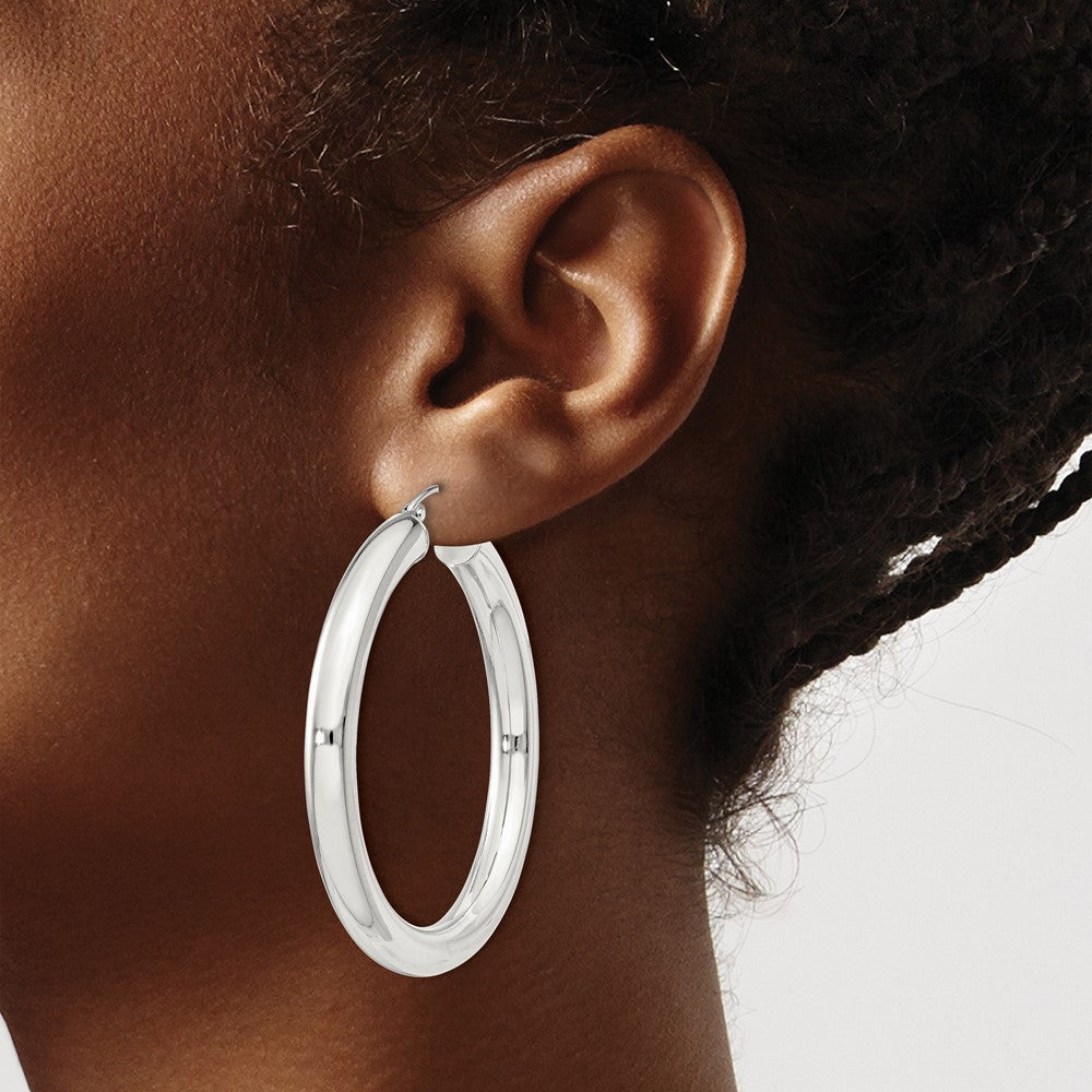 QE4409SP Sterling Silver 5mm Round Hoop Earrings