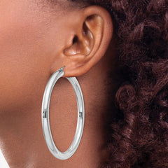 QE4410 Sterling Silver Rhodium-plated 5mm Round Hoop Earrings