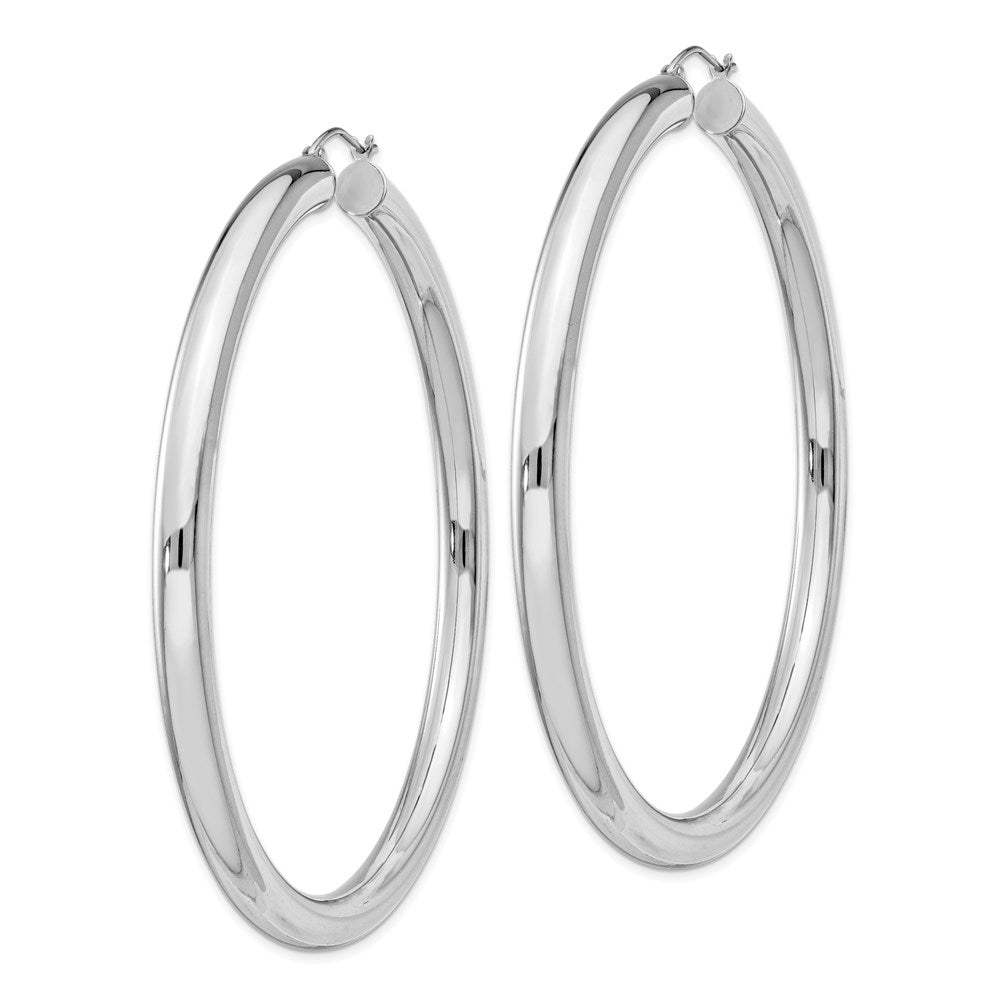 QE4412 Sterling Silver Rhodium-plated 5mm Round Hoop Earrings