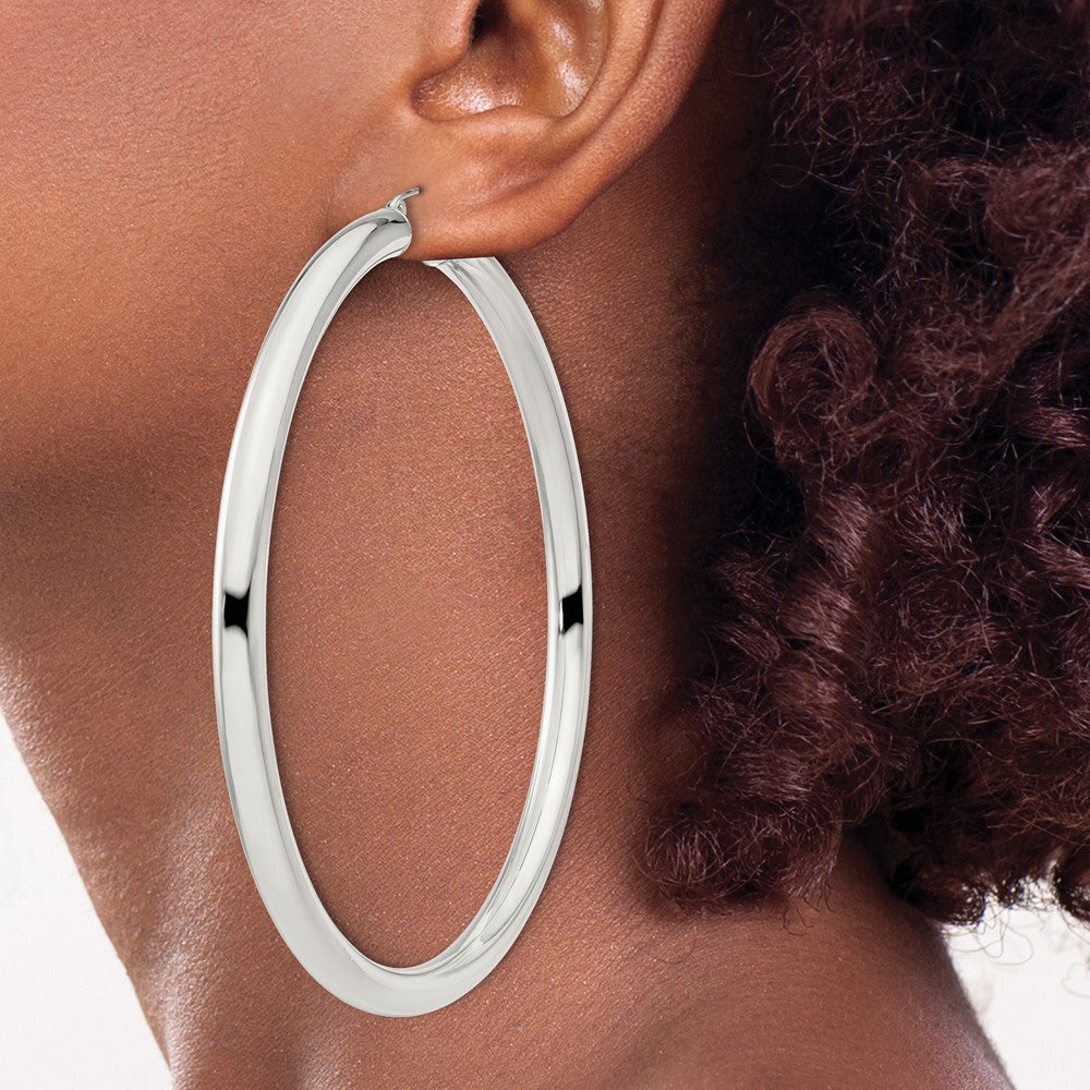 QE4413SP Sterling Silver 5mm Round Hoop Earrings