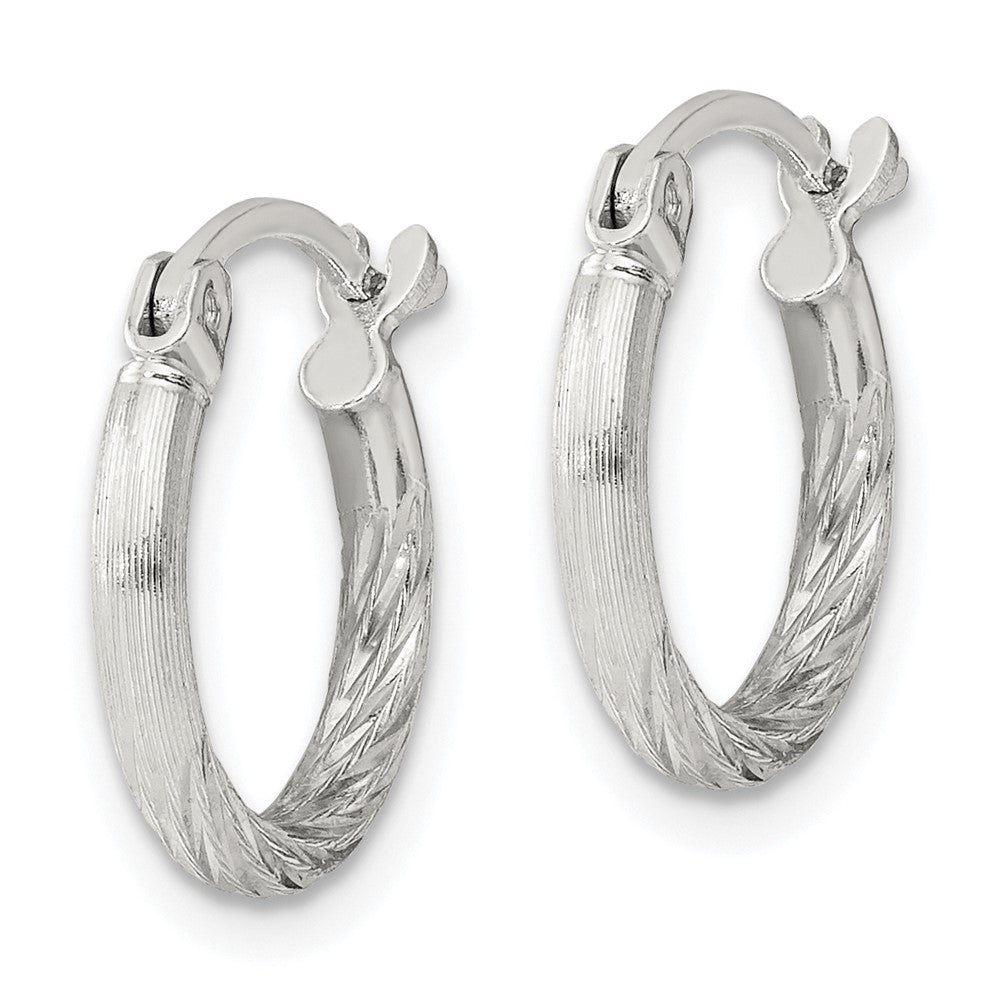 QE4414SP Sterling Silver 2mm Polished/Satin D/C Hoop Earrings