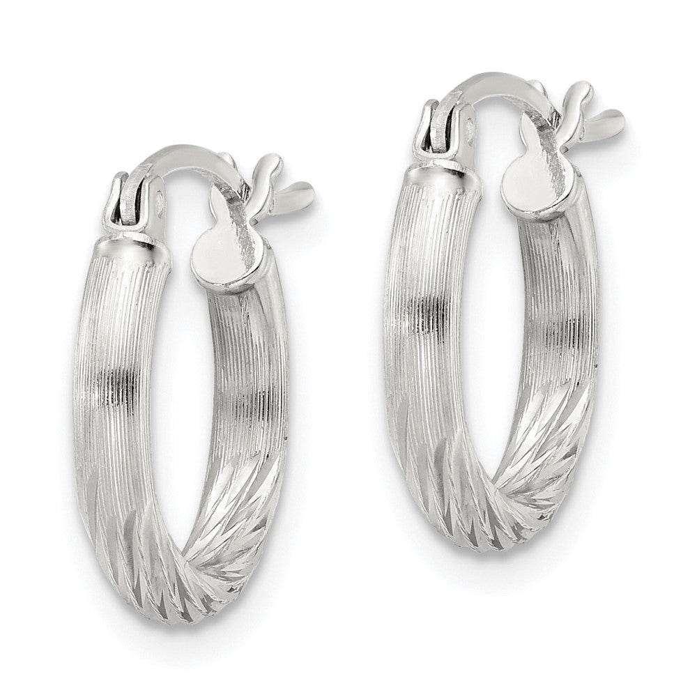 QE4429SP Sterling Silver 2.5mm Polished/Satin D/C Hoop Earrings
