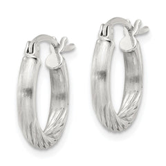 QE4429SP Sterling Silver 2.5mm Polished/Satin D/C Hoop Earrings