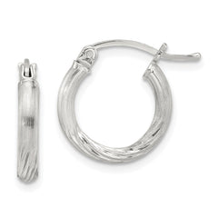 QE4429SP Sterling Silver 2.5mm Polished/Satin D/C Hoop Earrings