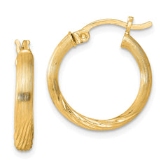 QE4430GP Sterling Silver Flash Gold-plated 2.5mm Polished/Satin D/C Hoop Earrings