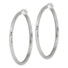 QE4431SP Sterling Silver 2.5mm Polished/Satin D/C Hoop Earrings
