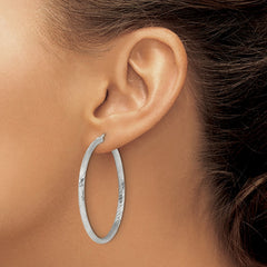 QE4431SP Sterling Silver 2.5mm Polished/Satin D/C Hoop Earrings