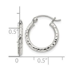 QE4460SP Sterling Silver 2mm Diamond Cut Hoop Earrings